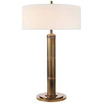 Longacre Tall Table Lamp полированная старая латунь с льняным абажуром