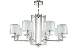 NICOLAS SP-PL8 NICKEL/WHITE Crystal Lux Nicolas подвесная люстра с восемью цилиндрическими плафонами в хромовом оттенке