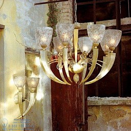 6070/A2 MM lampadari Horn настенный светильник с двумя рожками и чашеобразными плафонами из стекла