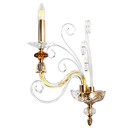 CATARINA AP1 V2 GOLD/TRANSPARENT-COGNAC Crystal Lux CATARINA настенное бра с декоративным изогнутым рожком и прозрачными элементами