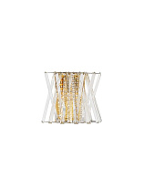 Satin Brass Metal & Crystal LED E14 2x5Watt 100-240Volt IP20 Bulb Excluded D:30 W:18.5 H:24 cm