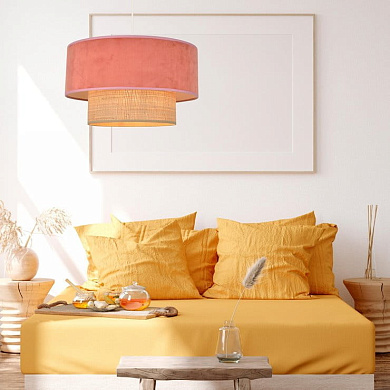 подвесной светильник с абажуром красно-оранжевого оттенка