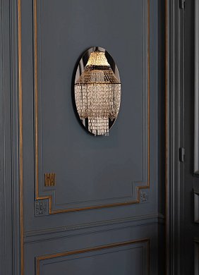 Настенный светильник Lampe C Wall 380 DCW éditions, чёрный, цепочки — нержавеющая сталь LAMPE C WALL 380