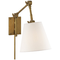 Graves Pivoting Sconce полированная старая латунь с льняным абажуром