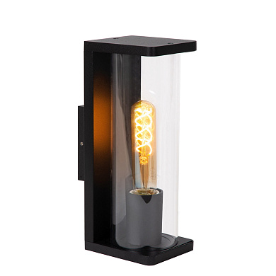 уличный настенный светильник прямоугольной формы с вертикальной лампой внутри