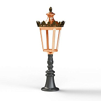 Louvre N° 7; one-piece clear glass Built-in LED 2700°K warm white 13W; Patined lacquered copper