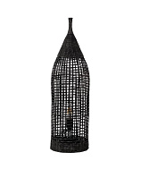 Black Rattan & Sandy Black Metal LED E27 1x12Watt 100-240Volt IP20 Bulb Excluded Cable Length: 185 cm D:21 H:73 cm