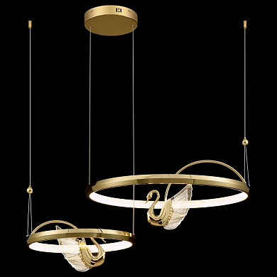подвесной светильник с двумя кольцами и золотыми декоративными акцентами