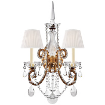 Adrianna Double Sconce позолоченное железо и хрусталь с шелковыми абажурами