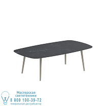 НИЗКИЙ ОБЕДЕННЫЙ СТОЛ STYLETTO 220x120CM, АЛЮМИНИЕВЫЕ НОЖКИ, ПЕСОЧНАЯ КЕРАМИКА, СТОЛЕШНИЦА NERO MARQUINA Royal Botania