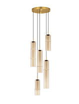 Triac Dimmable Cognac Glass Glossy Brushed Gold Metal Base LED 15Watt 220-240Volt 900Lm IP20 3000K D:34 H:75-200 cm