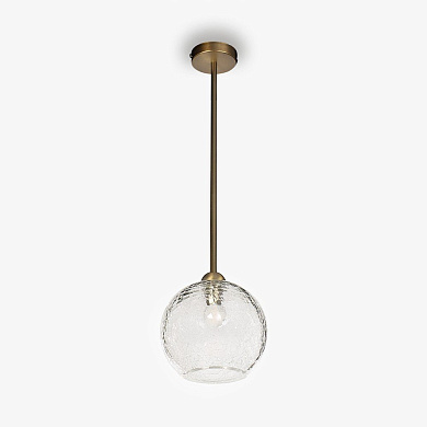 подвес с круглым стеклянным плафоном на длинной штанге