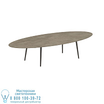 НИЗКИЙ ОБЕДЕННЫЙ СТОЛ STYLETTO 320X140CM НОГИ ИЗ ТИКА КЕРАМИЧЕСКАЯ ВЕРХНЯЯ ВЕРХНЯЯ СЕРАЯ ЖЕМЧУЖИНА Royal Botania