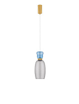 Glossy Light Blue & Smokey Glass Gold Metal LED 5 Watt 220-240Volt 450Lm IP20 3000K D: 15 H: 179 cm
