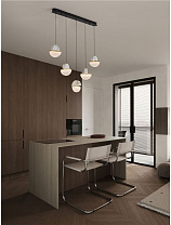 Triac Dimmable Clear & White Cloud Glass, White Marble, Brass Gold Metal, Matt Black Metal Base LED 30Watt 220-240Volt 2168Lm IP20 3000K L:104 W:16 H:150 cm