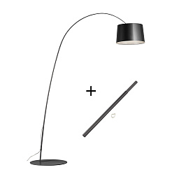 FN159003_22 + FN1590031_22 Foscarini Twiggy торшер с изогнутой опорой и полусферическим плафоном графитового оттенка