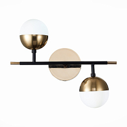 SL1507.421.02 ST-Luce Albero настенное бра с двумя сферическими плафонами на горизонтальной металлической штанге