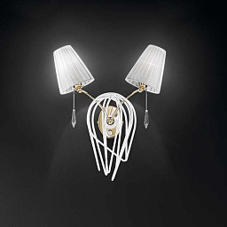524/2A white+gold IDL Flame настенный светильник с двумя плафонами из белого стекла