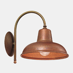 243.06.OR Il Fanale Contrada настенный светильник из меди с изогнутым кронштейном и купольным абажуром