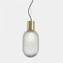 279.01.MZ Il Fanale Bloom подвесной светильник с коричневым рифлёным плафоном и бронзовым креплением