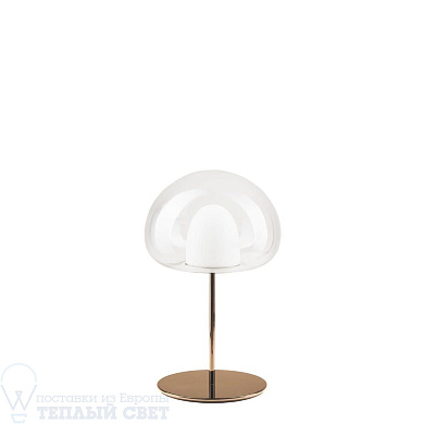 настольная лампа с прозрачным стеклянным абажуром и золотистой опорой