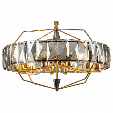 подвесная люстра с кольцевой рамой и хрустальными элементами