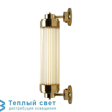 уличный настенный светильник с вертикальным рифленым стеклянным плафоном и металлическим корпусом