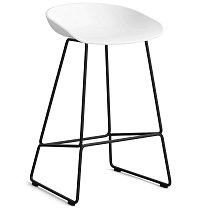 About A Stool AAS 38 Low, сиденье H65 см, основание сталь с порошковым покрытием, черное / сиденье полипропилен, белое