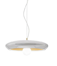 M122/GLOSSYGREY-GOLD Il Paralume Marina подвесной светильник с плоским круглым корпусом и центральной сферой из матового стекла