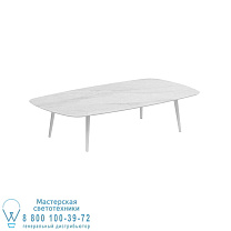 ВЫСОКИЙ СТОЛ STYLETTO ДЛЯ ГОСТИНОЙ 220x120CM, АЛЮМИНИЕВЫЕ НОЖКИ, БЕЛАЯ КЕРАМИЧЕСКАЯ СТОЛЕШНИЦА BIANCO STATUARIO Royal Botania