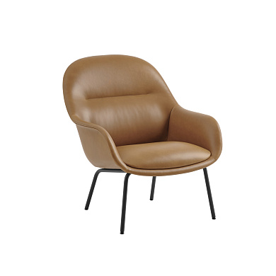Muuto Fiber Кресло, кожаная обивка Refine, коньячного/черного цвета FILARTUURA10011