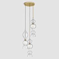 Spindle Pendant - Polished Brass, 3 Drop Cluster полированная латунь