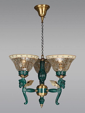 Pegasus Seahorse 3 Light Chandelier - Golden люстра FOS Lighting Horse-MNKKatora-CH3