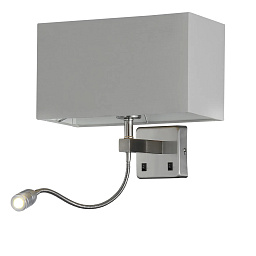 JEWEL AP2 GR Crystal Lux Jewel настенное бра с прямоугольным текстильным абажуром и гибкой подсветкой для чтения