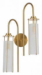 11038/2W Brass Indigo Torcia двухламповое настенное бра с вертикальными цилиндрическими плафонами из матового стекла на бронзовом основании