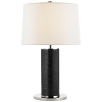 Beckford Table Lamp черная искусственная кожа кроко с льняным абажуром