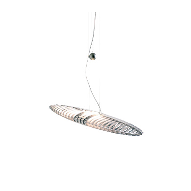 подвесной светильник с вытянутым аэродинамическим плафоном на тросах