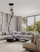 Triac Dimmable Sandy Black Metal & Smoky Gray Glass LED 40 Watt 220-240 Volt 1100Lm 3000K IP20 D: 40 H: 220 cm