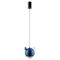 AMIGO SP LED BLUE Crystal Lux Amigo подвесной светильник с синим шаром и черным подвесом