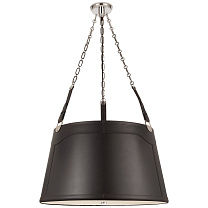 Karlie Large Hanging Shade полированный никель с шоколадным кожаным абажуром и акриловым рассеивателем