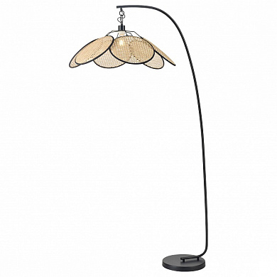 торшер с плетёными плафонами на высокой дугообразной стойке