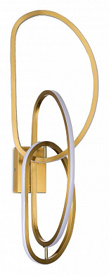 настенное бра с фигурной рамой в форме колец и золотистой отделкой