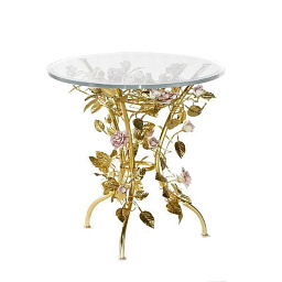 4002504-200 Villari Maire-antoinette журнальный стол с мраморной столешницей и золотыми листьями