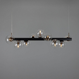 MLF358 Mullan Lighting Moriarty девятирожковая линейная подвесная люстра с шаровыми стеклянными плафонами