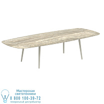 НИЗКИЙ ОБЕДЕННЫЙ СТОЛ STYLETTO 300X120CM АЛЮМИНИЕВЫЕ НОЖКИ С ГРИБОВОЙ КЕРАМИЧЕСКОЙ СТОЛЕШНИЦЕЙ TRAVERTINO Royal Botania