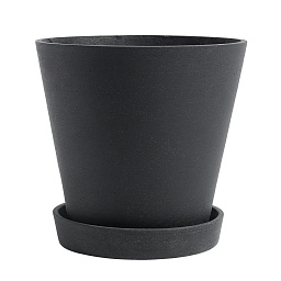 AB394-A604-AB68 Hay крупный цветочный горшок XL из черного бетона с блюдцем