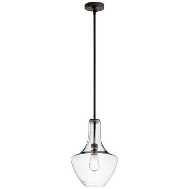 Everly 15.25" 1 Light Bell Pendant Clear Glass Olde Bronze подвесной светильник 42141OZCLR Kichler