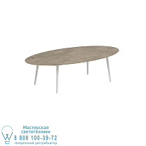 НИЗКИЙ ОБЕДЕННЫЙ СТОЛ STYLETTO 250X130CM АЛЮМИНИЕВЫЕ НОЖКИ БЕЛАЯ КЕРАМИЧЕСКАЯ СТОЛЕШНИЦА TERRA SABBIA Royal Botania