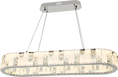подвесной светильник овальной формы с хрустальными элементами хром