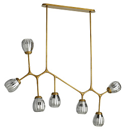 89313 Arteriors Smyth подвесная люстра с семью рожками и стеклянными плафонами на золотистой арматуре